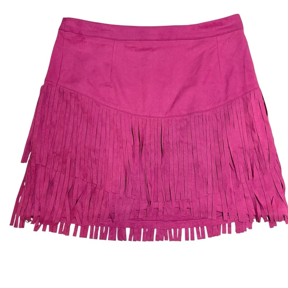 Pink Tier Fringe Women's Skirt. Size L. - Picture 2 of 6